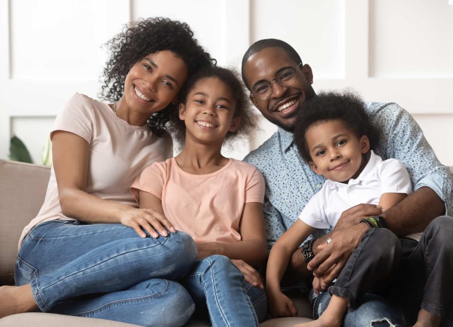 Portrait,Of,Happy,Young,African,American,Family,With,Little,Kids